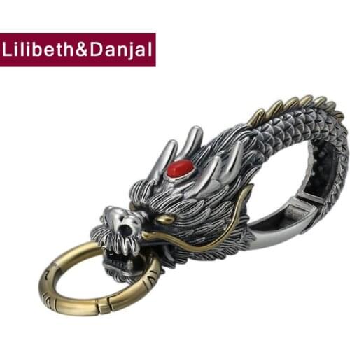 2019 New Multifunction Pendant 100% 925 Sterling silver Jewelry Men Car keychain Dragon Mosaic stone Necklace Pendant Jewelry P2