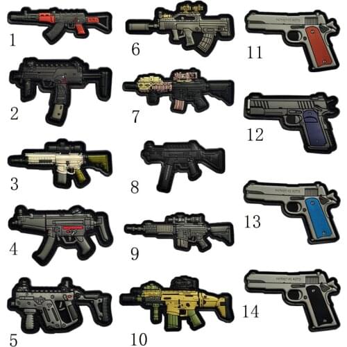 3D PVC Tactical Military Hook and Loop Velcro Patches Weapon Shaped Army Rubber Gun Patch Clothes Bag Backpack Jacket Badges