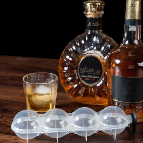 4 Cavity Ice Cube Maker Form Ice Flexible Silicone Mold Whiskey Cocktail DIY Round Ice Ball Ice Grid Party for Bar Kitchen Tool