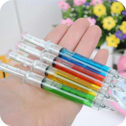 Needle Tube Syringe Pens 4Pcs Set Liquid Filled Syringe Pens Ballpoint Pen for School Kids Writing Supplies,Creative Ballpens