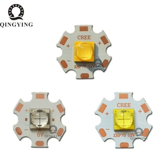 5pcs 6V 12V XLamp XHP70 XHP70.2 LED Diodes Warm White/Cold White Blue 3000K 6500K With 20mm DTP Copper PCB Heatsink Light Source