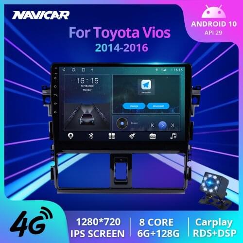 2Din Android10.0 Car Radio For Toyota Vios 2014-2016 GPS Navigation Stereo Receiver Auto Radio DSP Car Receiver NO 2DIN DVD IGO