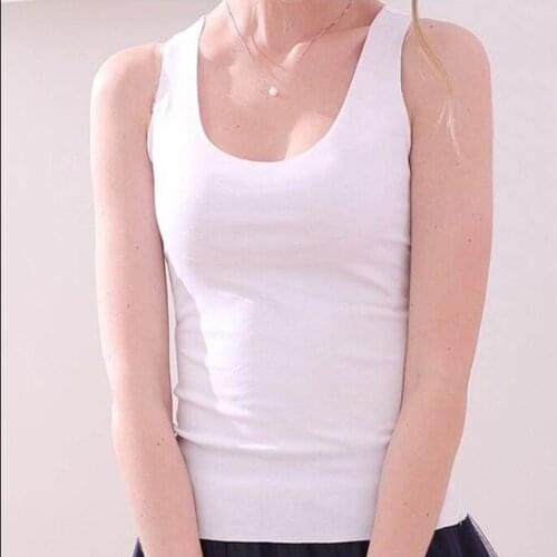 Ice silk seamless vest ladies outer camisole thin section take bottoming short section sleeveless knitted top sexy