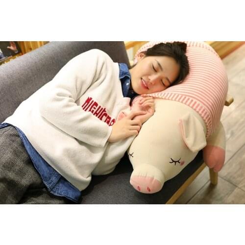Big fat plush pig toy lovely pink stripe cloth pig doll gift about 110cm 2482