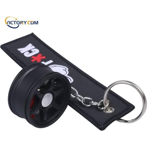 Zinc Alloy TE37 Wheel Rim Keychain Keyring Auto Parts Motorcycle JDM Cloth Straps Key Ring Chain