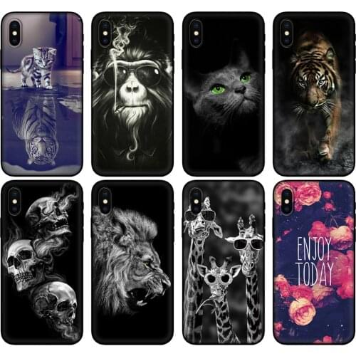 Black tpu Case For Huawei Y9S Y6S Y8S Y5P Y7P Y8P Case For Huawei Y5 lite Prime 2018 Y6 2019 Cover cat dog tiger flower bear