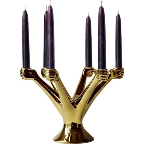 European 6 Arms Candle Holders Candelabum Ornaments For Wedding Centerpieces Home Dinner Candlelight Candlestick Props