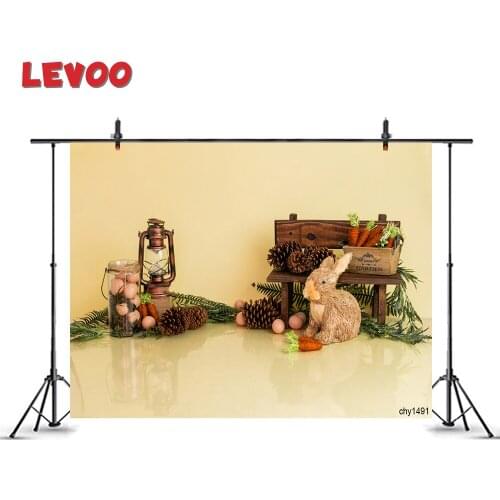 LEVOO Photocall Backdrop Easter Rabbit Carrots Eggs Pine Cone Photography Background Photobooth Photo Studio Shoot Props Fabric
