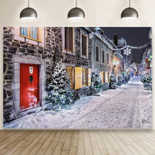 Snow Street Winter Christmas Party Backdrop Family Photocall Prop Banner Photo Home Decors Wallpaper Backgrounds Poster