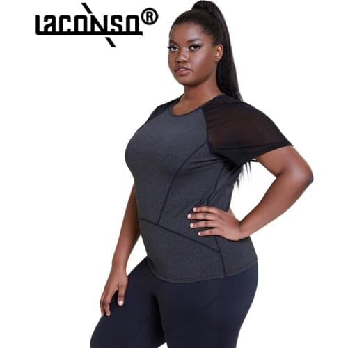 LACONSO Womens T-shirt Sports Top Polo Tank Jersey Runing Gym Yoga Fitness Sleeve Uniform Large Size Summer Angels Equipment