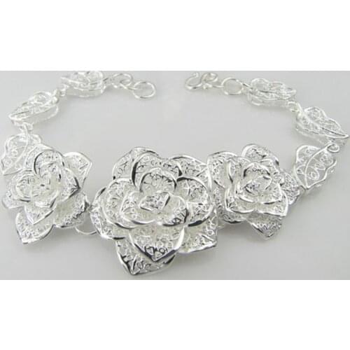 H026 silver fashion jewelry 925 jewelry silver plated bracelet Big Flower Bracelet /NGFMDWRZ EMYULUWD
