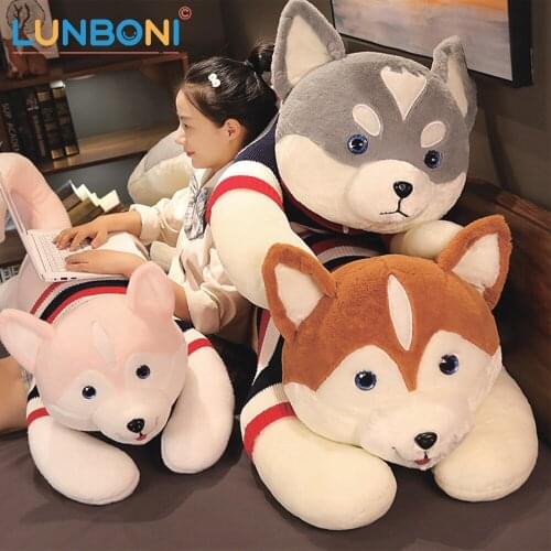 80-130cm Large Size Husky Shiba Inu Plush Toy Stuffed Animal Dog Soft Sleeping Pillow Lovely Gift for Kids Girls Kawaii Present