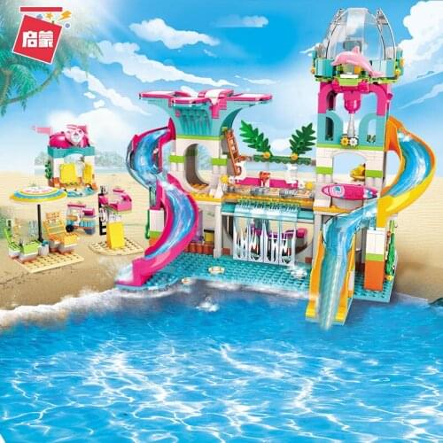 Enlighten Friends Girl Boat Sea Toys Holidays RV House Model Building Blocks City Touring Ice Car Villa Sets