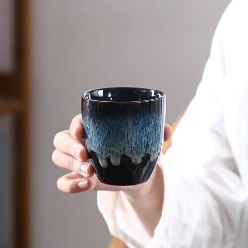 LUWU big size ceramic teacup blue porcelain kung fu cup drinkware 170ml