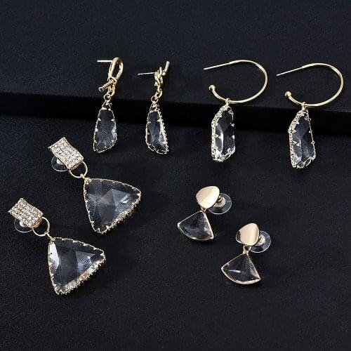 Fashion Statement Earrings Big Triangle Crystal Earrings for Women Hanging Dangle Earrings Drop Earing Modern Female Jewelry New