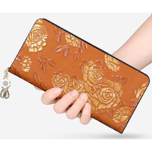 Fashionable female leather purse ethnic style multi-functional long zipper hand bag vegetable tanned leather hand bag