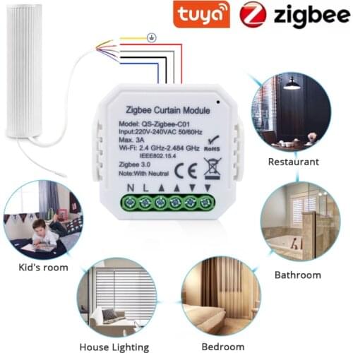 Tuya Zigbee Curtain Switch Module For Roller Shutter Blind Motor DIY Smart Life APP Voice Control With Alexa Google Home Assista