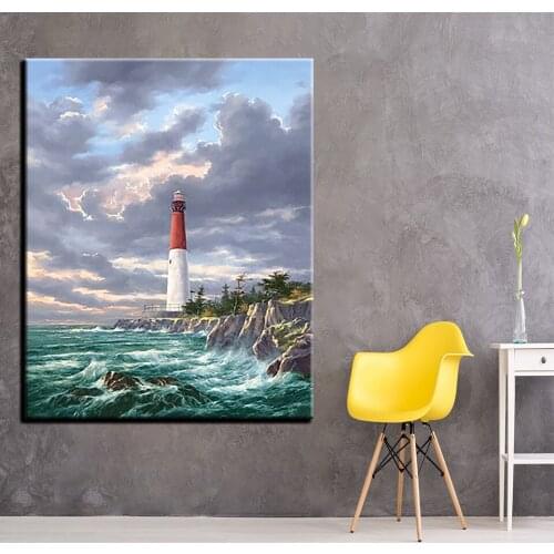 Wall Art Pictures HD Prints Poster Home Decoration Canvas 1 Panel Scenery Seaview Lighthouse Paintings Modular Living Room Frame