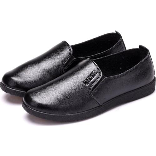 Restaurant Hotel Kitchen Work Footwear Non-slip Flat Soft Work Shoes Waterproof Oil-proof Womens Shoes Black Chef Waiter Shoes