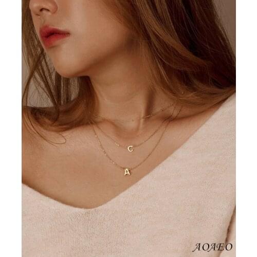 Custom Letter Necklace Gold Initial Necklace Dainty GoldMultilayer Letter Necklace Personalized Letter Necklace Jewelry Baby