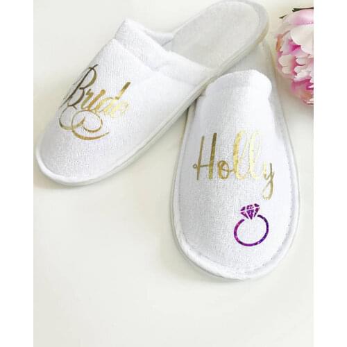 Customize title names wedding bridesmaid bride spa slippers Matron of honor Flower Girl night Bachelorette party favors gifts
