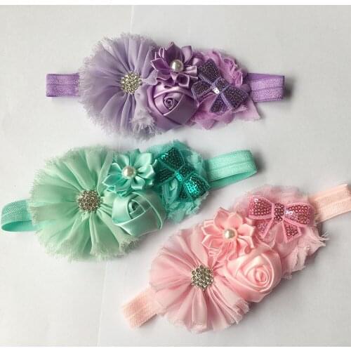 24 pcs/lot Multi Flower Headband With Matching Elastic Headband For Baby Newborn