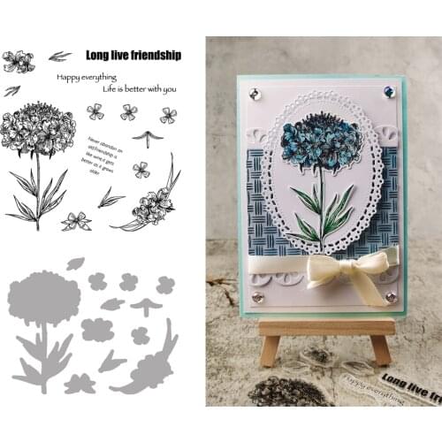 Fresh Flowers Dies and Stamps for DIY Scrapbooking Album Transparent Silicone Greeting Card Decorative Die Embossing Folder