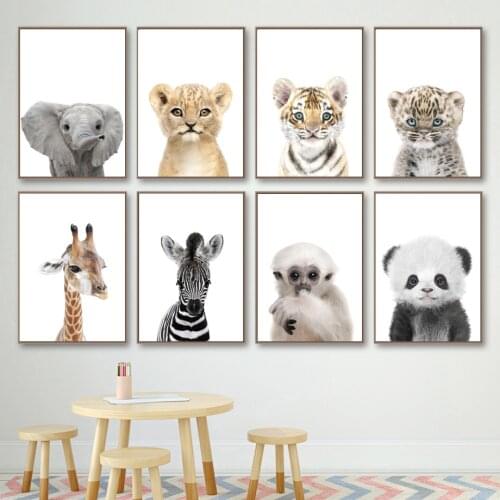 Safari Elephant Giraffe Lion Zebra Leopard Nursery Wall Art Canvas Painting Zoo Posters And Prints Decor Pictures Baby Kids Room