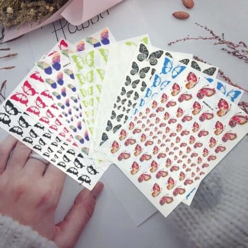 Japanese Style 3d DIY Fashion Hot Selling Nail Stickers Thin Traceless Laser Fancy Colored Butterflies Dry Nail Decals Manicure