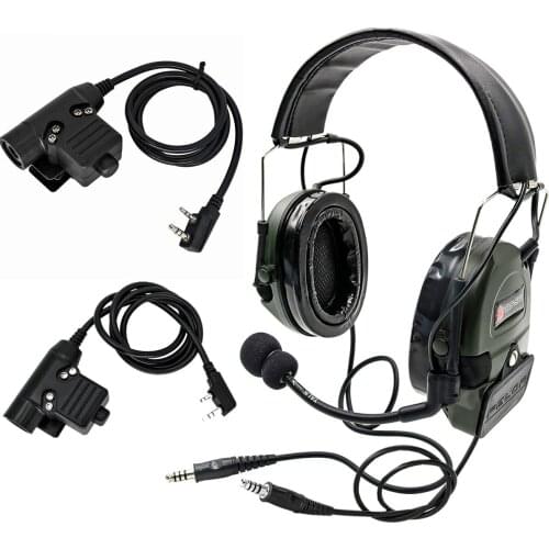 TAC-SKY Tactical Dual Communication Headset COMTAC I Noise-Cancelling Pickup is Equipped with 2 PTT Adapters U94ptt