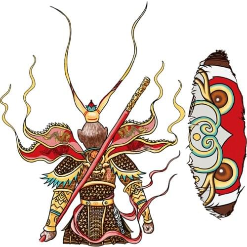 Cartoon Monkey Kings Heat Transfer Fashion Chinese Characters Iron On Patches For Clothes DIY T-Shirt Clothing Decor Printing