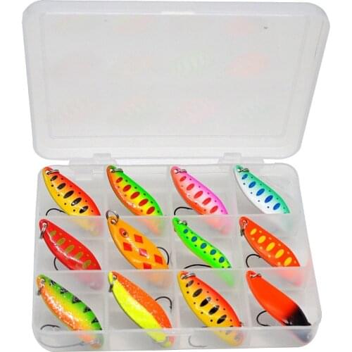 12Pcs Ultra Light 3.5G Trout Spinners Fishing Bait Fishing Lures Trouted Artificial Baits Tackle Set Fishing Accessories