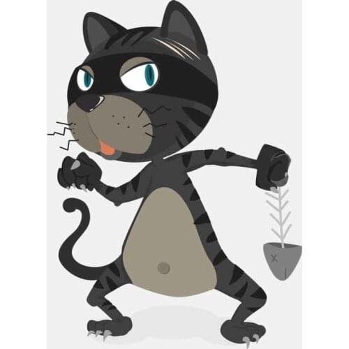 Vinyl Material Lovely Cat Eating Fish Bones Car Sticker Cover Scratches Bumper Bodywork Cartoon Creative Fine Decal Kk18*13cm