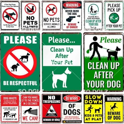 Attention Dogs Metal Sign Plaque Metal Vintage Decor Pub Bar Decoration Tin Sign Plates Warning Pet Poster Yard Home Decor