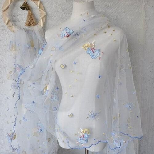 High Quality Lovely Girl Embroidery Lace Fabric Tulle Fabric For Childrens Dress,By The Meter