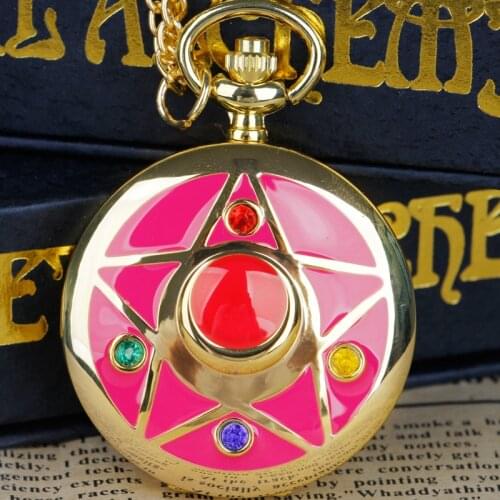 Anime Janpanese Cosplay Necklace Sailor Moon Pocket Watch Steampunk Watch with Chain Pendant relogio masculino