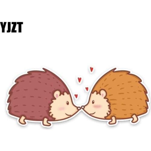 YJZT 6.5CM*15.7CM Cute Animal Hedgehog Love PVC Car Sticker Decal C29-0172