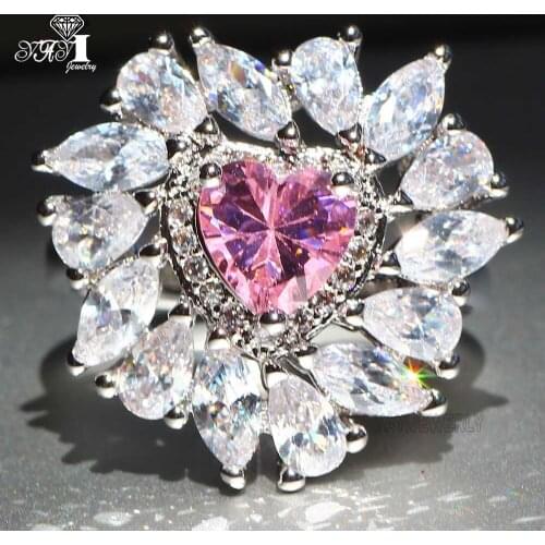 YaYI Jewelry Fashion Princess Cut 5.4 CT White Zircon Silver Color Engagement Rings wedding Heart Rings Party Rings Gifts 685