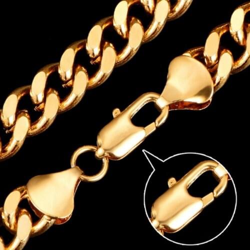 Gold Stainless Steel Bracelet 6mm Width Curb Chain Link Bracelet Fashion Jewelry