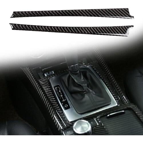 2Pcs 3K Carbon Fiber Car Interior Trim Gear Side Stickers Decals Wear-resistant Auto decoration for Mercedes-Benz C-class W204