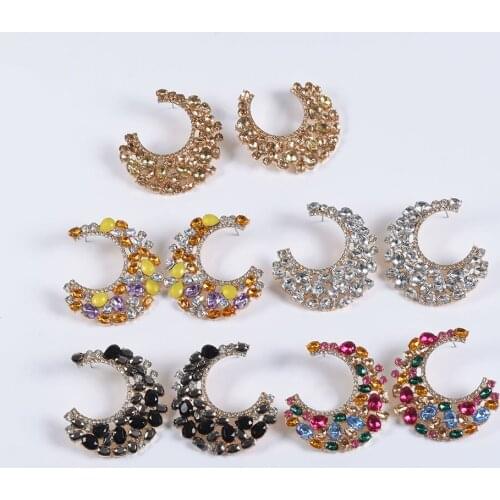 2019 ZA Colourful Crystal Drop Earrings Statement Dangle Pendientes Trendy Brincos Bijoux For Women Girls Luxury Jewelry