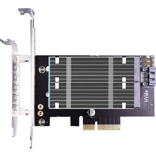 GLOTRENDS 2 in 1 M.2 PCIE Adapter with M.2 Heatsink for M.2 PCIE SSD (Key-M) and M.2 SATA SSD (Key B/B+M)