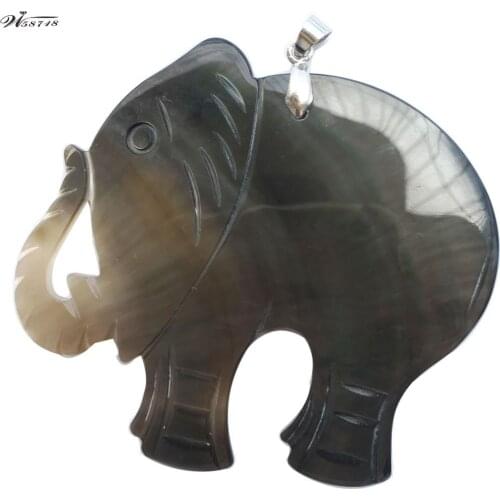 Free Shipping Fashion Jewelry Beautiful Black Mother of pearl Shell Elephant Pendant Bead 1pcs C7846