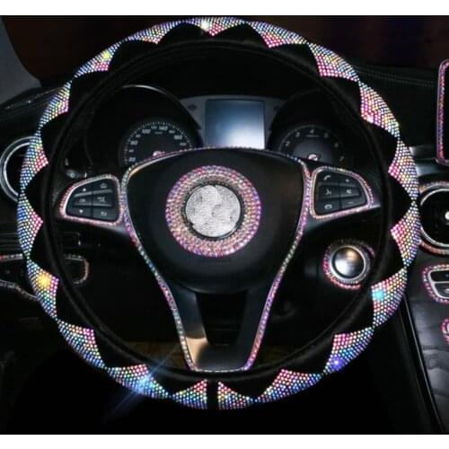 Girls Steering Wheel Covers Ladycrystal Rhinestones Auto Accessories Diamond Plush Steering-Wheel Case For Honda accord mazda 6