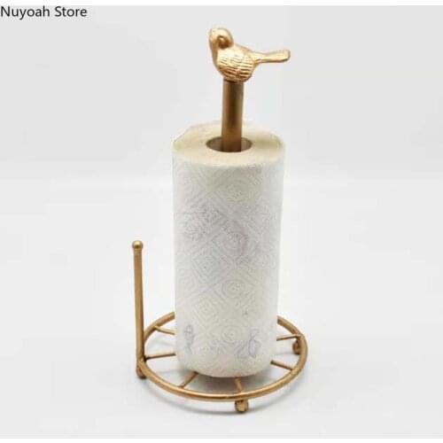Cast Iron Cute Sparrow Bird Roll Paper Holder Kitchen Oil-absorbing Paper Desktop Vertical Storage Plastic Wrap Paper Shelf