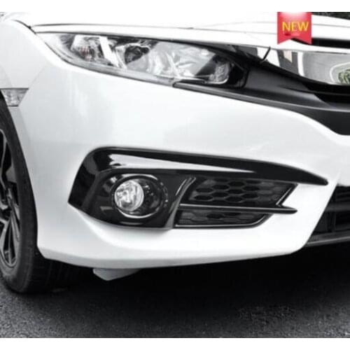 For Honda Civic 2016-2020 ABS Front Rear Fog Light Lamp Cover Molding Fog Lamp Decoration Frame Accessories Car Styling JD