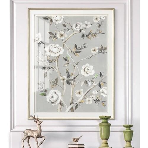 EECAMAIL Full Diamond Embroidery Decoration Diamond Painting No Frame Luxury Restaurant Wall Mural Corridor Painting Camellia