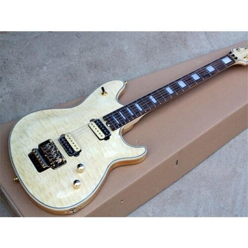 Factory custom Milky Yellow Body Electric Guitar with Two Pickups,Gold Hardware,Rosewood fingerboard,can be Customized
