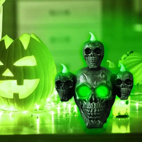 Haunted Electronic Candle Lights Halloween Light Skull Lamp Halloween Scary Head LED Lights Party Atmosphere Decoration Props