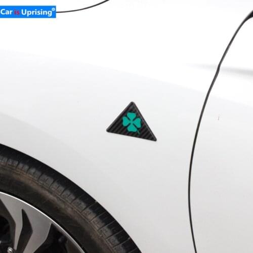 3pcs New pattern for Alfa Romeo Clover Silver Car Badge Emblem carbon fibre Auto Styling For Stelvio Giulietta 159 147 GT Brera